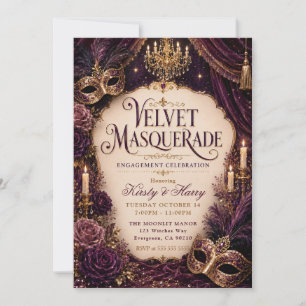 Velvet Masquerade Engagement Celebration Invitation