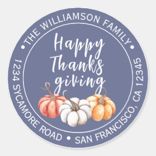 Velvet Morning Thanksgiving Return Address Classic Round Sticker