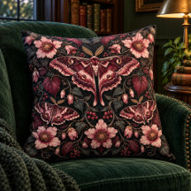 Velvet Moth Garden Throw Pillow