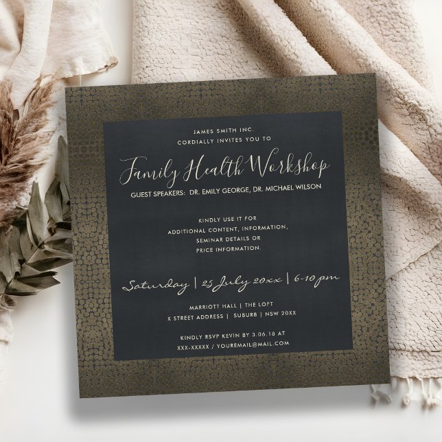 VELVET NAVY FAUX COPPER MOSAIC DOTS WORKSHOP EVENT INVITATION (Creator Uploaded)