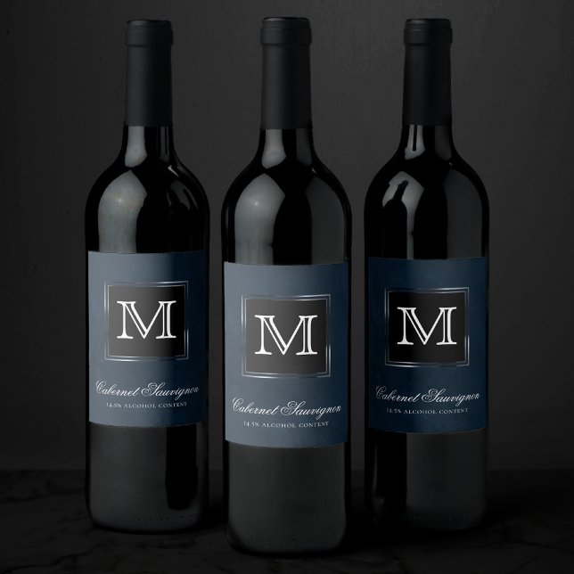 Velvet Navy Grunge | Deep Sapphire Blue Custom Wine Label (Creator Uploaded)