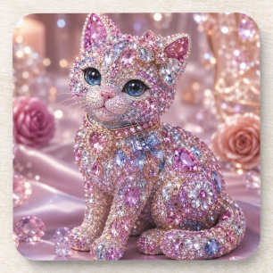 Velvet Night Cat Aesthetic Print Coaster