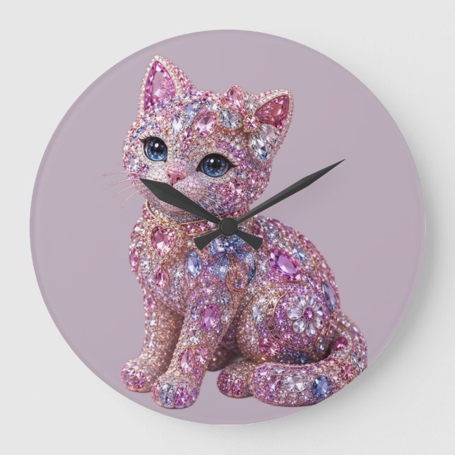 Velvet Night Cat Aesthetic Print Large Clock (Front)