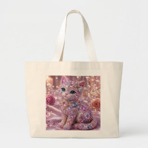 Velvet Night Cat Aesthetic Print Large Tote Bag