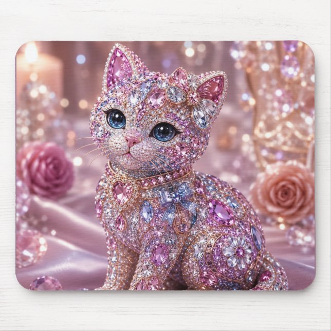 Velvet Night Cat Aesthetic Print Mouse Pad (Front)