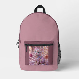 Velvet Night Cat Aesthetic Print Printed Backpack