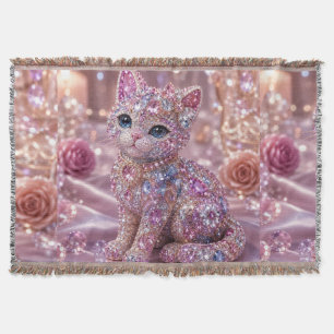 Velvet Night Cat Aesthetic Print Throw Blanket
