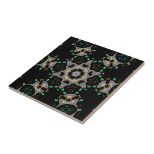 Velvet Night Kaleidoscope Ceramic Tile