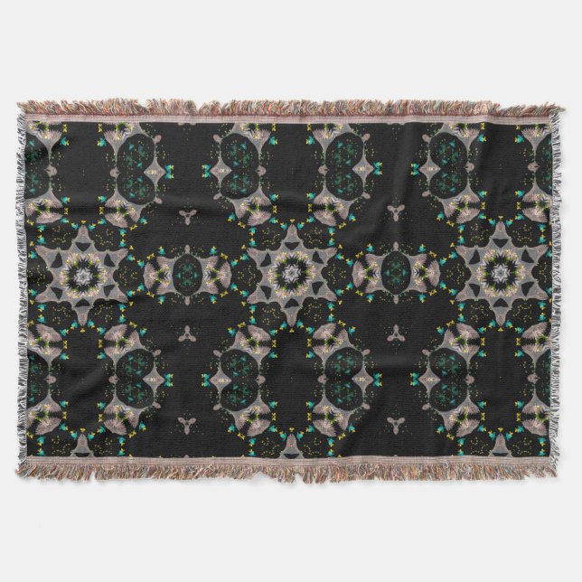 Velvet Night Kaleidoscope Throw Blanket (Front)