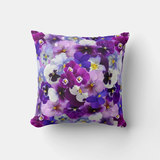 Velvet Pansy Purple Garden Floral Pattern  Cushion (Front)