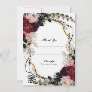 Velvet Plum Garden Floral Greenery Thank You Invitation