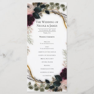 Velvet Plum Garden Floral Greenery Wedding  Menu