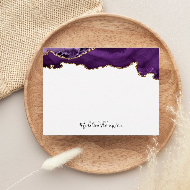 Velvet Purple Agate Geode Script Typography Card (Creator Uploaded)