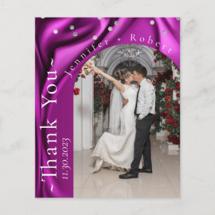Velvet Purple Photo Budget Wedding Thank you card 