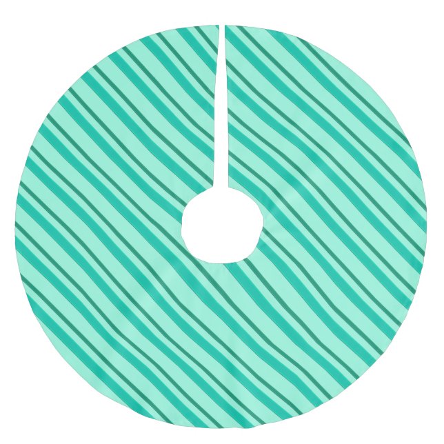 Velvet ribbons, turquoise and aqua brushed polyester tree skirt (Front)