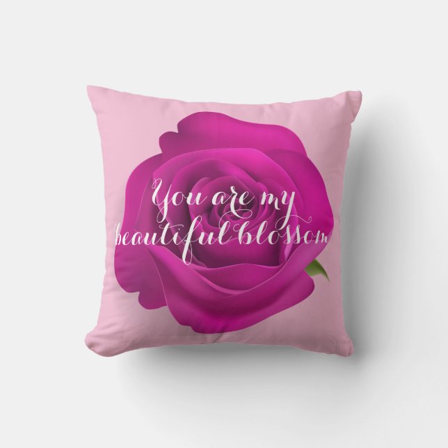 Velvet Rose Cushion - Romantic Home Decor  (Front)