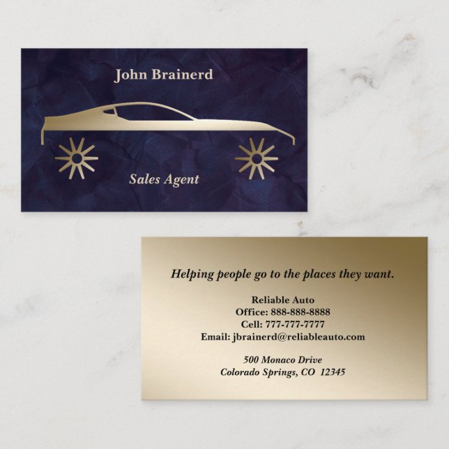 Velvet Royal Plum and Gold Auto Business Card (Front/Back)