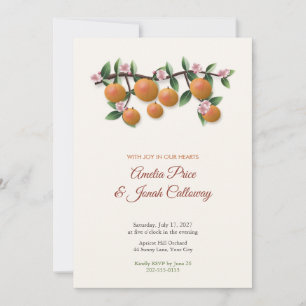 Velvety Apricot Branch and Blossom Wedding Invitation
