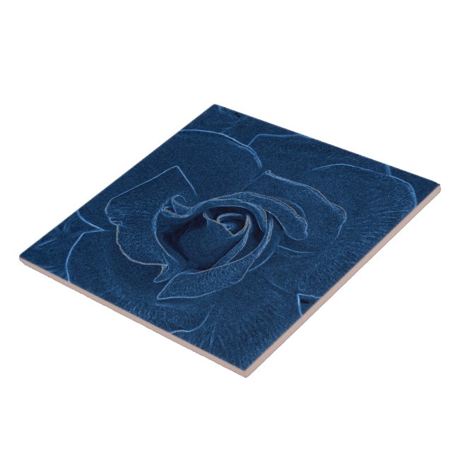 velvety blue rose ceramic tile (Side)
