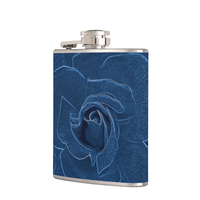 velvety blue rose hip flask (Left)