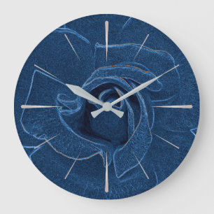 velvety blue rose large clock