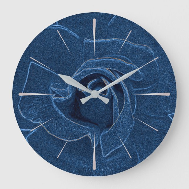 velvety blue rose large clock (Front)