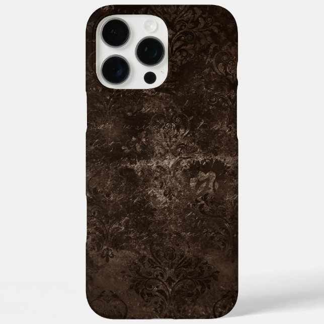 Velvety Bronze Damask | Brown Baroque Grunge Case-Mate iPhone Case (Back)