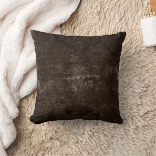 Velvety Bronze Damask   Brown Baroque Grunge Cushion