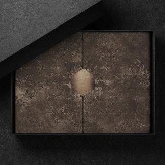 Velvety Bronze Damask | Brown Baroque Grunge Tissue Paper