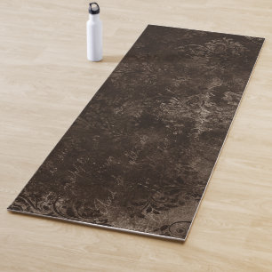 Velvety Bronze Damask Brown Baroque Grunge Yoga Mat