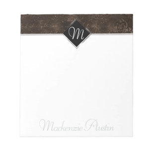 Velvety Bronze Damask   Mocha Brown Grunge Baroque Notepad