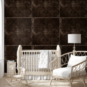 Velvety Bronze Damask Mocha Brown Grunge Baroque Wallpaper