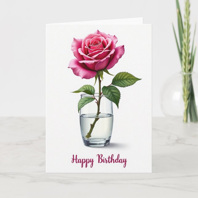 Velvety Flower Birthday Card (Front)