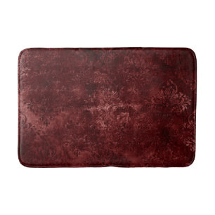 Velvety Henna Damask   Red Distressed Grunge Bath Mat