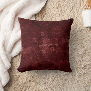 Velvety Henna Damask   Red Distressed Grunge Cushion