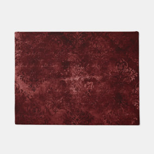 Velvety Henna Damask   Red Distressed Grunge Doormat