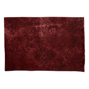 Velvety Henna Damask   Red Distressed Grunge Pillowcase