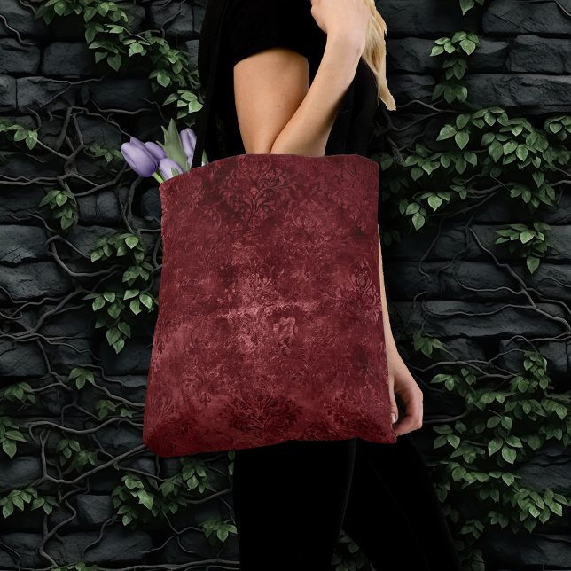 Velvety Henna Damask | Red Distressed Grunge Tote Bag (Creator Uploaded)