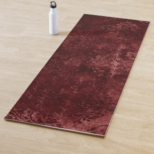 Velvety Henna Damask   Red Distressed Grunge Yoga Mat