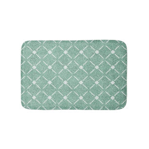 Velvety Lattice Pattern in Mint Green Bath Mat