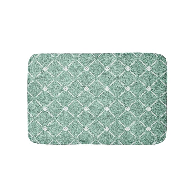 Velvety Lattice Pattern in Mint Green Bath Mat (Front)