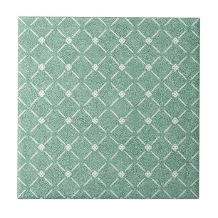 Velvety Lattice Pattern in Mint Green Ceramic Tile