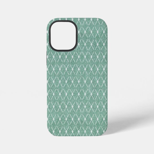 Velvety Lattice Pattern in Mint Green iPhone Case (Back)