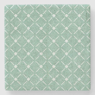 Velvety Lattice Pattern in Mint Green Stone Coaster