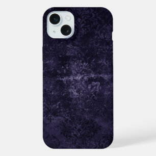 Velvety Midnight Damask Indigo Purple Grunge iPhone 15 Plus Case