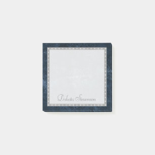 Velvety Navy Damask   Dark Blue Baroque Custom Post-it Notes