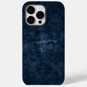 Velvety Navy Damask Dark Blue Grunge Baroque iPhone 14 Pro Max Case