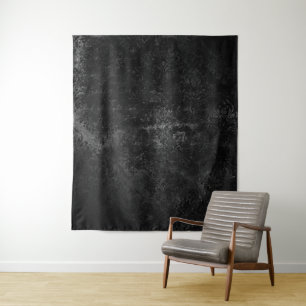 Velvety Onyx Damask   Black Grunge Photo Backdrop Tapestry