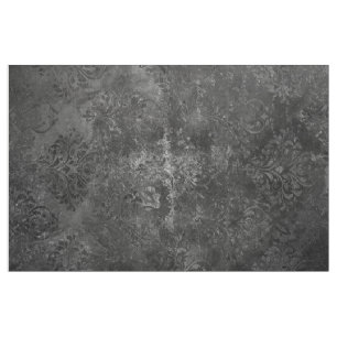 Velvety Onyx Damask   Black Vampy Grunge Baroque Fabric