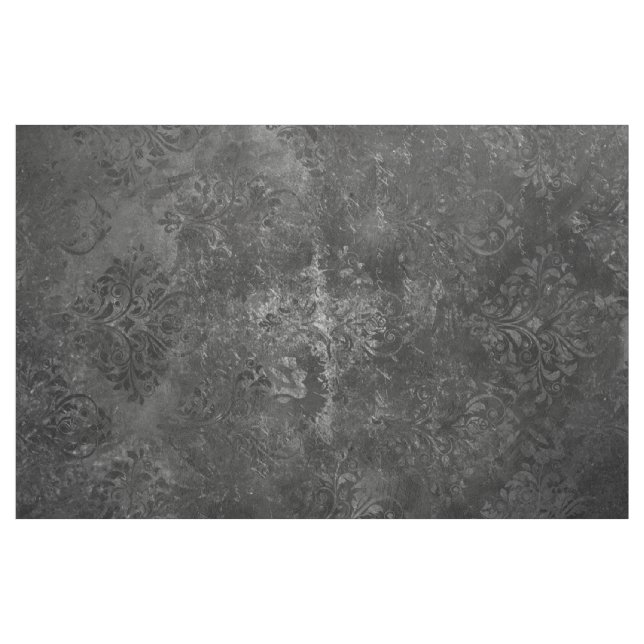 Velvety Onyx Damask | Black Vampy Grunge Baroque Fabric (Yard)